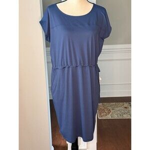 Columbia Short Sleeve Navy Athletic Dress w/Drawstring waist Sz Large